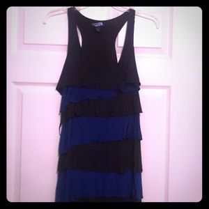 Blue ruffled mini dress